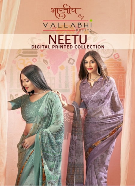 Neetu By Vallabhi Georgette Digital Printed Sarees Wholesale Clothing Suppliers In India